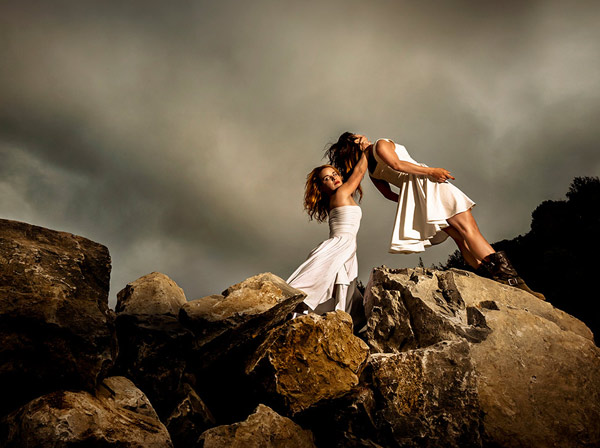 Members of ODC (San Francisco, USA)presenting curation of boulders and bones. Choreography by Brenda Way and KT Nelson.